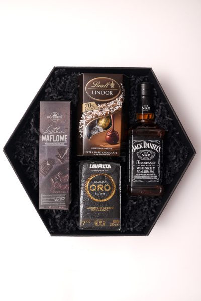 Prezent dla Mężczyzny z Whisky – zestaw z Jack Daniel’s, kawą i czekoladą